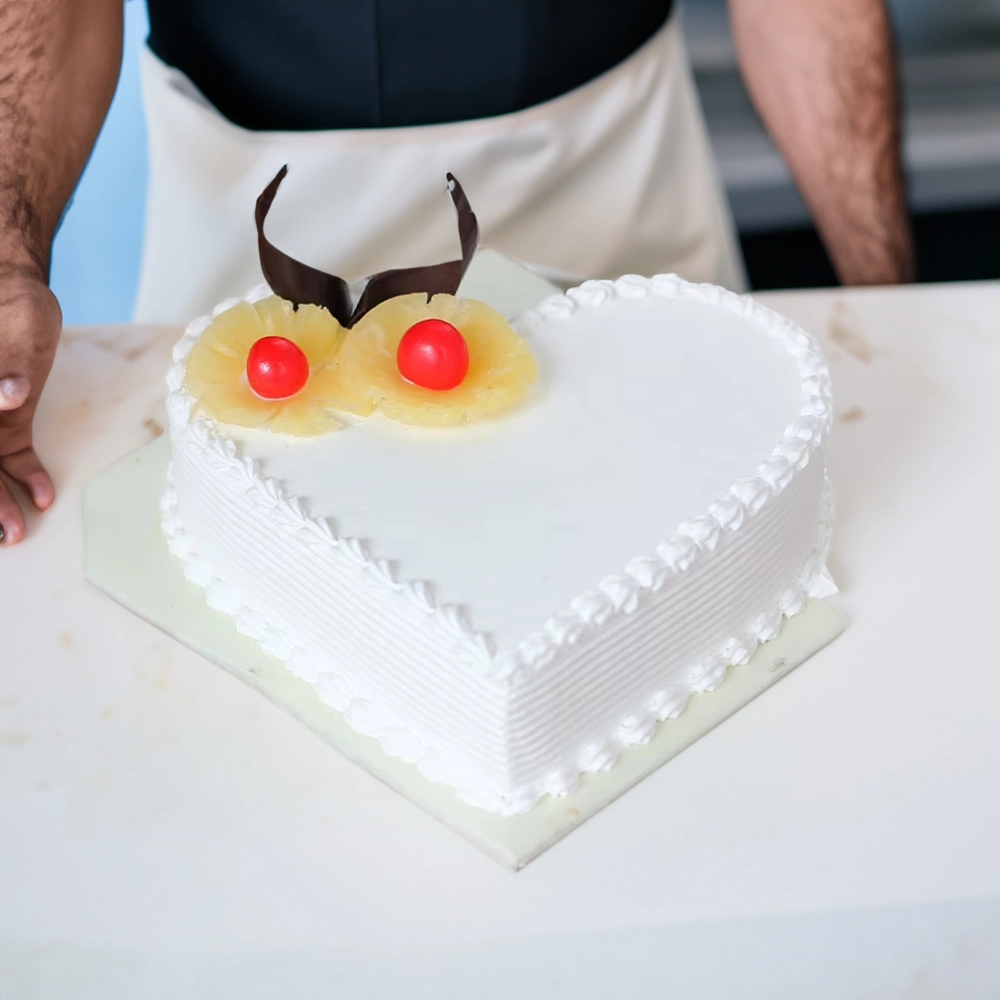 Pineapple Heart Shape Cake